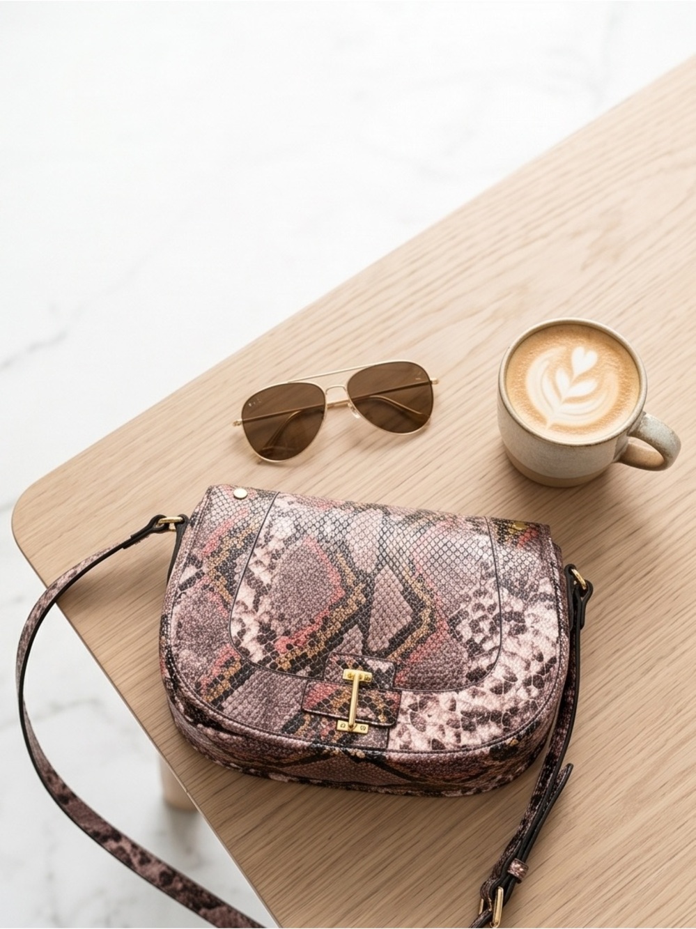 #37 Nine West Faux Snakeskin Crossbody Saddle Bag